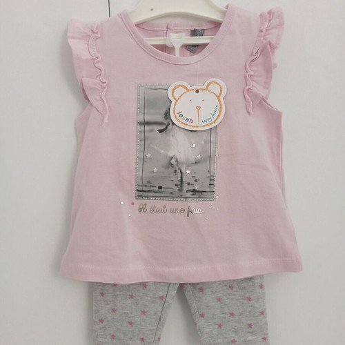 Losan set with capri leggings 6-9 months new, grey and pink