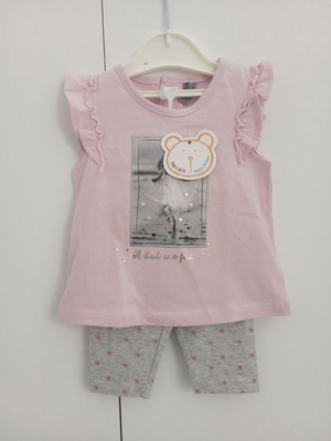 Losan set with capri leggings 6-9 months new, grey and pink