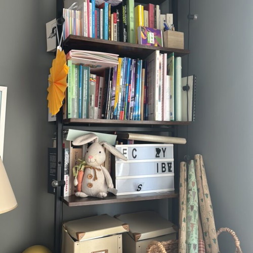 Wood and metal bookcase used, 6 shelves, 60x30x204.8 cm