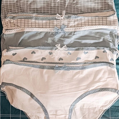 Cotton underwear set new, 6 pieces, white and turquoise