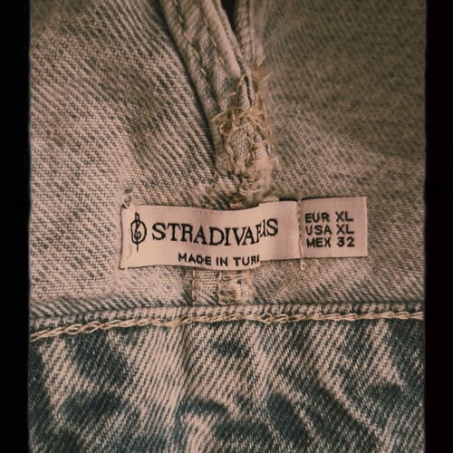 Stradivarius denim bustier top like new, faded blue, size XL