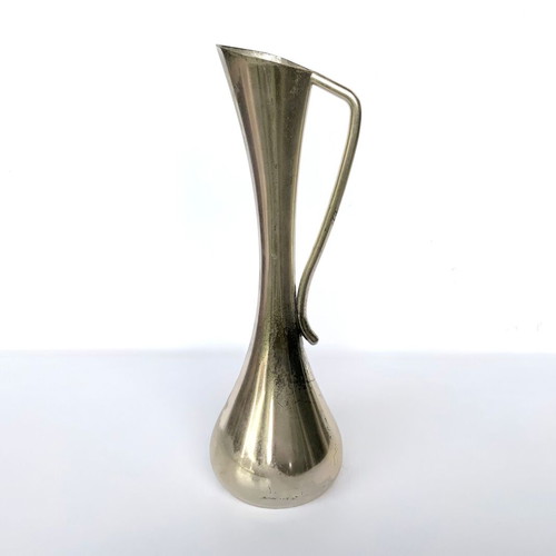 Silver-plated small vase with handle used, minimal design