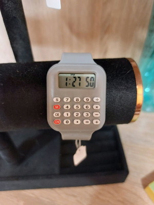 Digital watch with calculator and gray silicone strap new