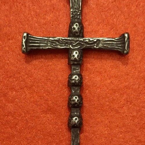Memento Mori Necklace with Silver Obsidian and Cross with Skulls like new
