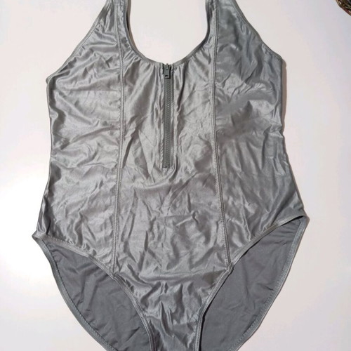 Textiles Vertrauen one-piece swimsuit used, silver/grey metallic, L/XL