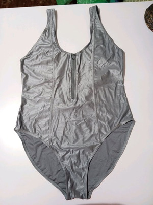 Textiles Vertrauen one-piece swimsuit used, silver/grey metallic, L/XL