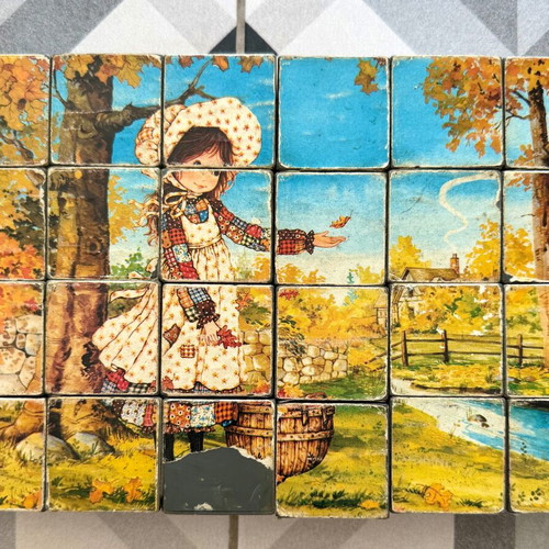 Vintage Sarah Kay Educational Puzzle with 24 Cubes used