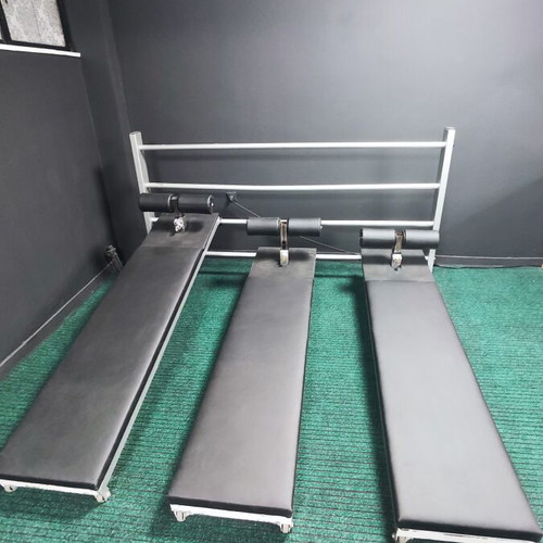 Abdominal benches used, set of 3 with new upholstery and wheels