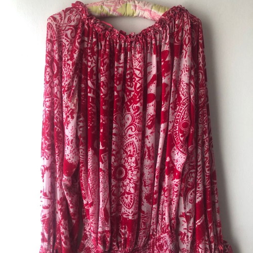 Just Cavalli devore velvet blouse used, size 42, fuchsia