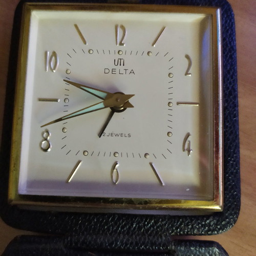 Travel clock used from the 70s analog tabletop