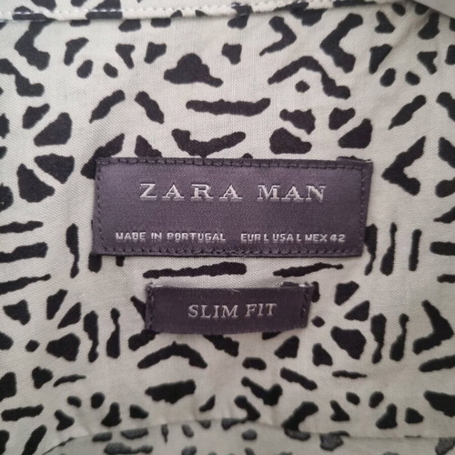 Zara men beige shirt with ethnic print, size L, like new