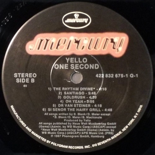 Yello One Second vinyl album used, electronic music