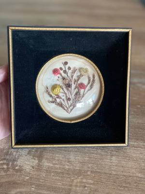 Handmade frame with dried flowers in velvet frame 15x15