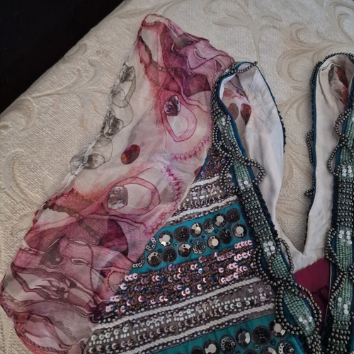 Custo Barcelona Luxury silk tunic dress with sequins and beads, size 1, new