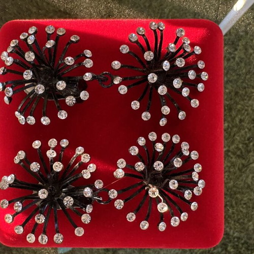 Sea Urchin Earrings used with crystals in black metallic tone