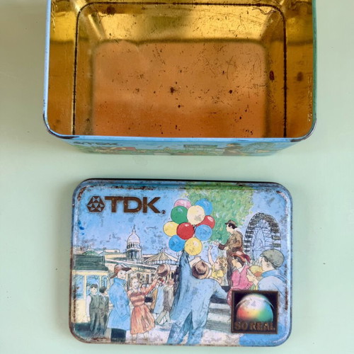 Vintage TDK metal collectible box used from 1990s