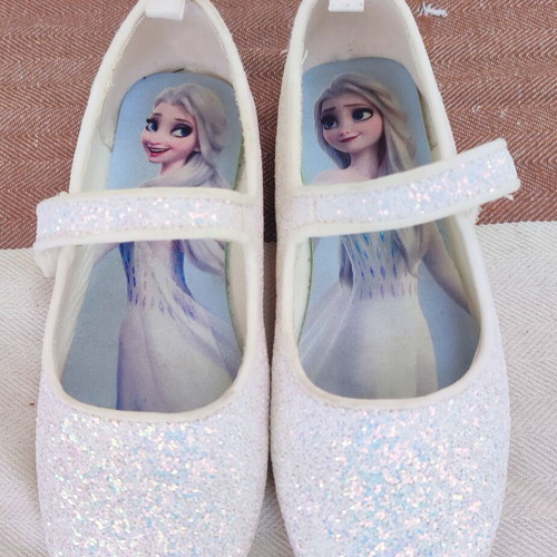 H&M white flat ballerina shoes with glitter and strap size 28 like new