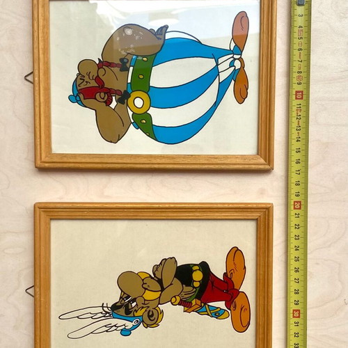 Set of 2 vintage Asterix and Obelix decorative frames used