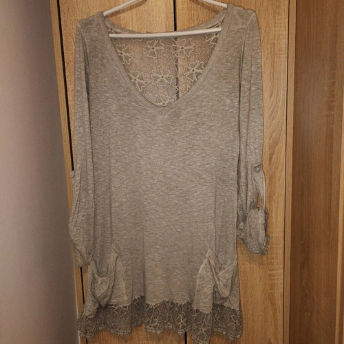 Made in Italy t-shirt dress like new, grey with lace and pockets