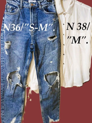 Bershka jeans like new, blue, sizes 36 and 38