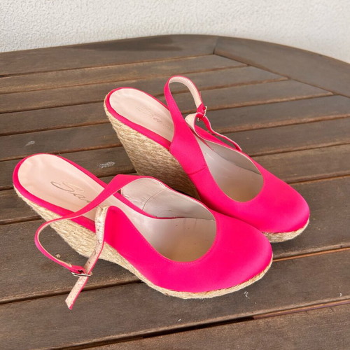 Fuchsia satin platform shoes Sante size 41 like new
