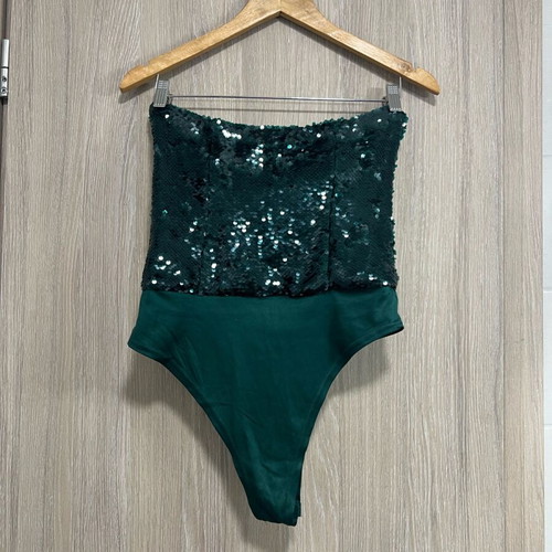 Zara green bodysuit with sequins like new, size M