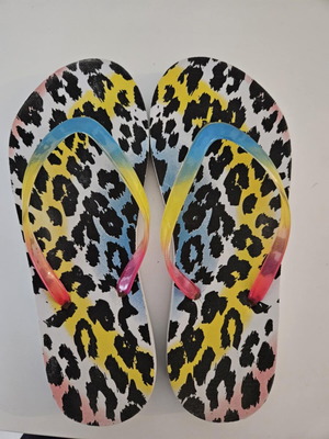 Women's Leopard Flip Flops Multicolor Size 38 Like New