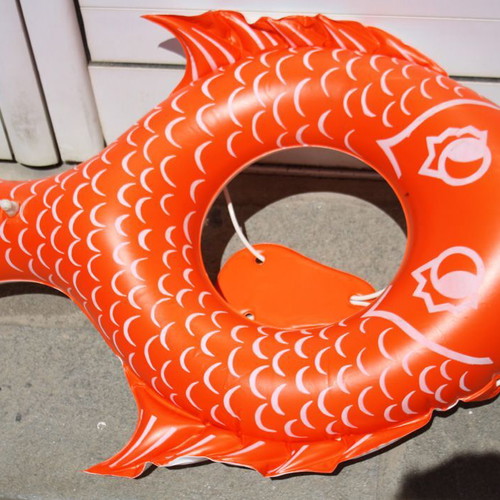Inflatable fish-shaped sea lifebuoy 91cm old Greek 1980s new
