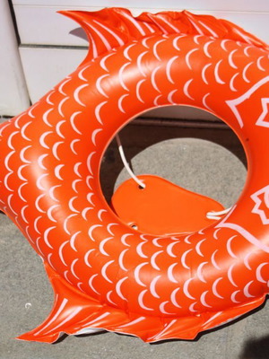 Inflatable fish-shaped sea lifebuoy 91cm old Greek 1980s new