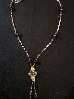 Yvone Christa 925 silver necklace used with garnet vintage