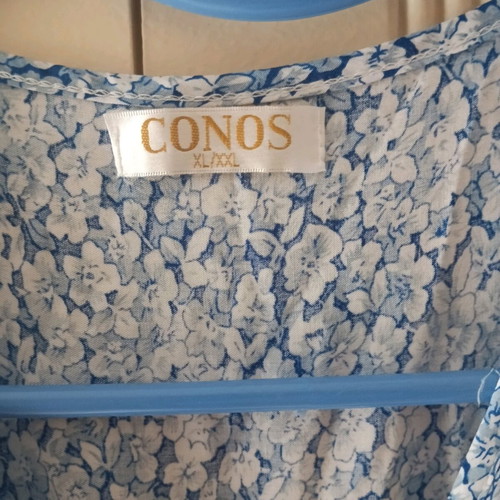 Conos long dress for tall women like new, white and blue