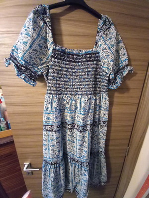 Marks and Spencer καλοκαιρινό φόρεμα σαν καινούργιο, μπλε έθνικ μοτίβο, μέγεθος 48