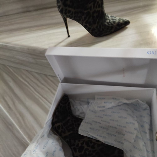 Guess leopard ankle boots new leather high heels