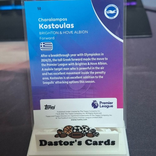 2025-26 Topps Chrome Premier League Charalampos Kostoulas Orange Card new