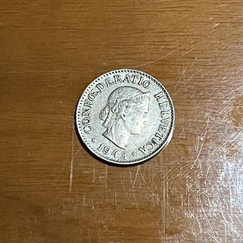Swiss 20 Rappen coin 1943 collectible