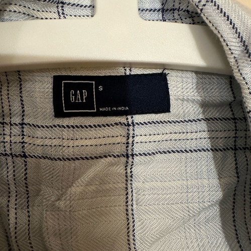 Gap shirt dress white and blue checkered used, size S