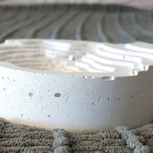 Handmade white concrete decorative piece, minimal decor base for air plants