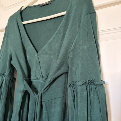 Green blouse with front tie used, Rouge Paris, small size