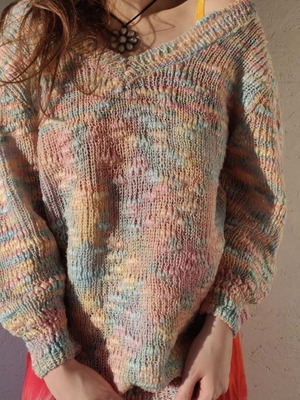 Vintage colorful pullover used size S, COLLEGE
