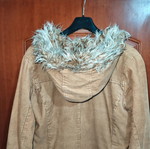 Vero Moda corduroy duffle coat with faux fur hood, tan