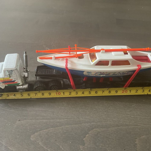 Retro metal truck with trailer and boat Majorette used