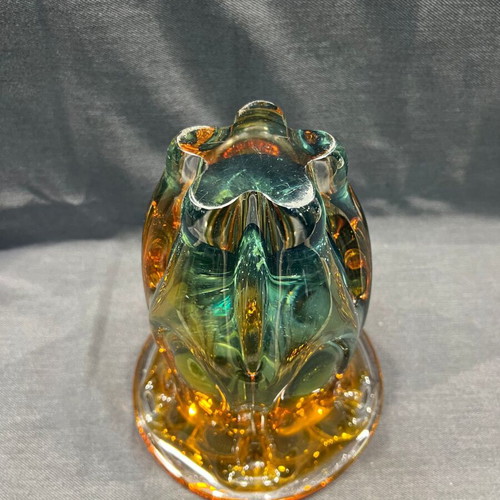 Glass vase like new with yellow-orange and green colors