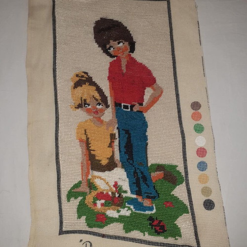 Vintage gobelin embroidery without frame 40x20 cm