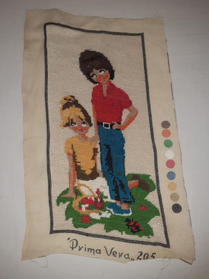 Vintage gobelin embroidery without frame 40x20 cm
