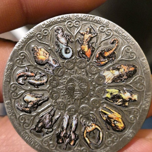 Bronze medal colorized, new, dedicated to the zodiac cycle