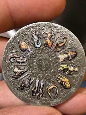 Bronze medal colorized, new, dedicated to the zodiac cycle