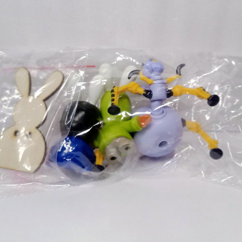 Rabbids figures and collectible spider new with wooden bunny