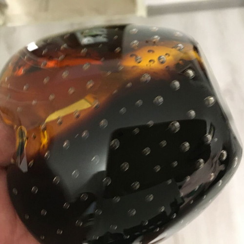 Murano glass art bowl honey colored like new