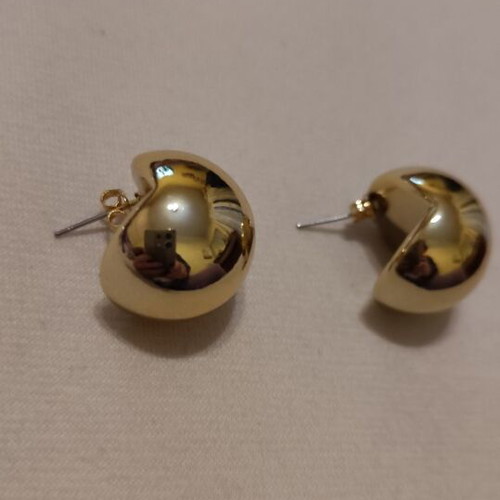Ball-shaped earrings made of stainless steel, new, gold-colored