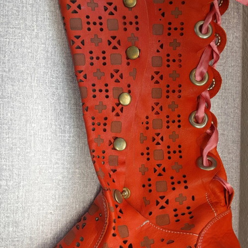 A.L.E. leather summer boots size 38 like new, orange